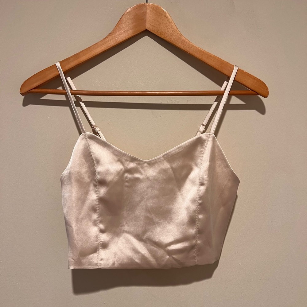 NEW House of Harlow 1960 Satin Crop Top Champagne Size S